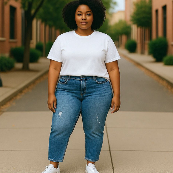 Kut from the Kloth Abigail Crop Straight Leg Raw Hem Denim jeans Size 18W - Picture 2 of 11